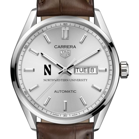 Northwestern Men's TAG Heuer Automatic Day/Date Carrera with Silver Dial - Image 1