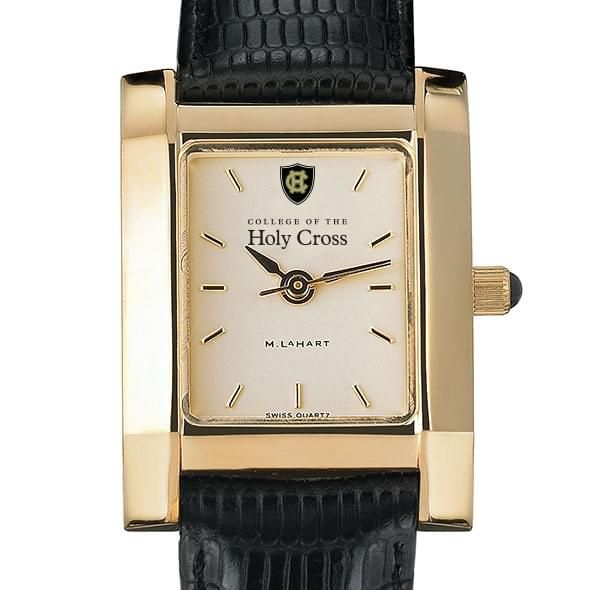 Holy Cross Women's Gold Quad Watch with Leather Strap