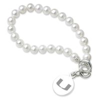 University of Miami Pearl Bracelet with Sterling Silver Charm