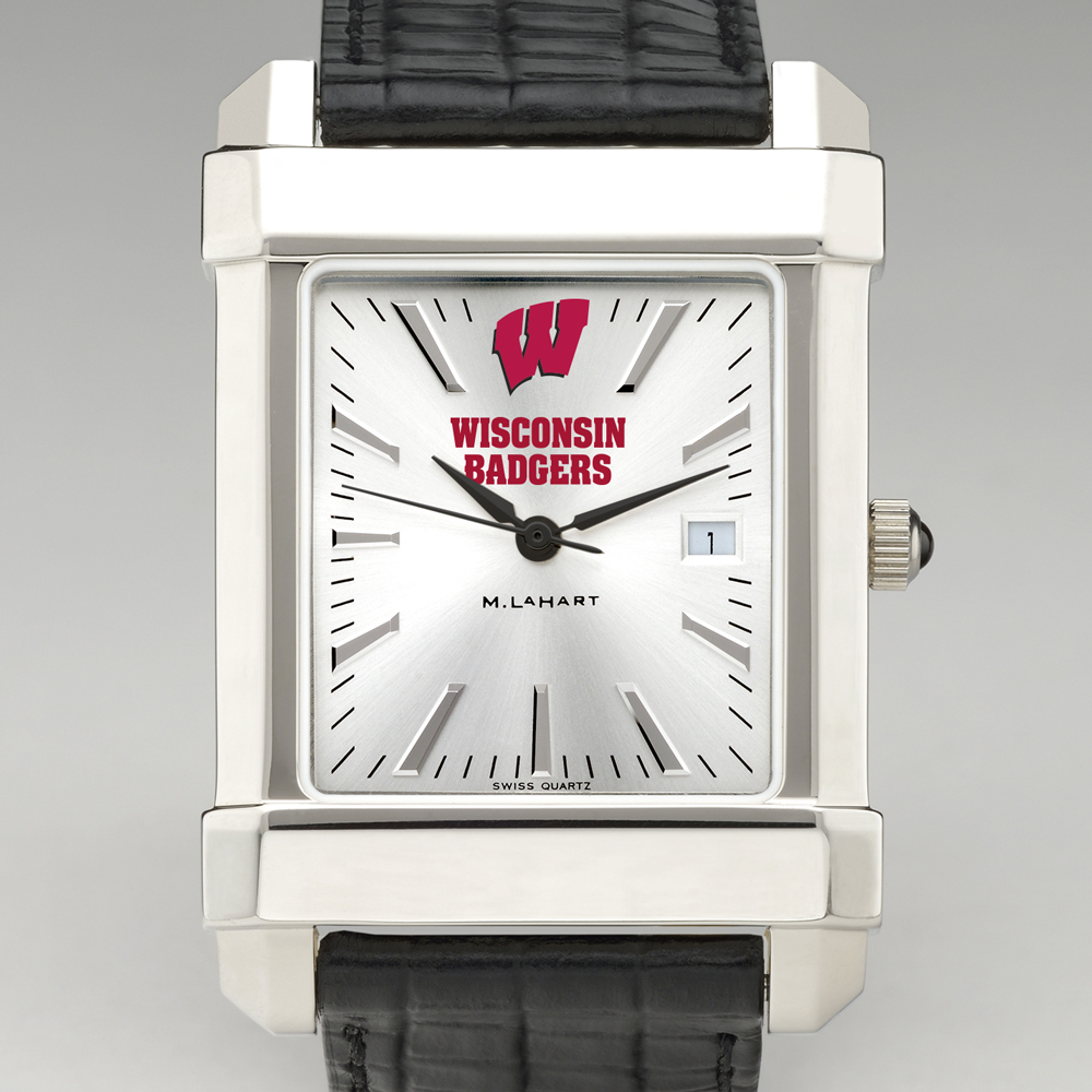 Wisconsin Men's Collegiate Watch with Leather Strap