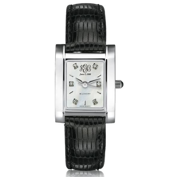 Women's Mother of Pearl Quad Watch with Diamonds & Leather Strap - Image 1