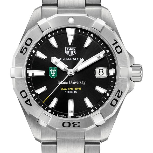 Tulane University Men's TAG Heuer Steel Aquaracer with Black Dial