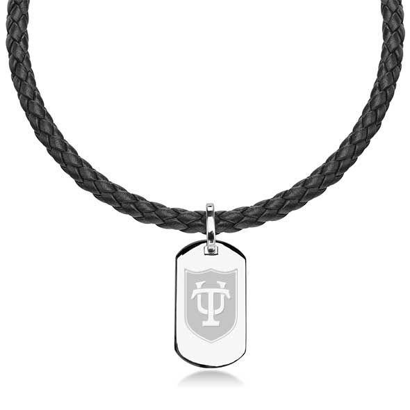 Tulane University Leather Necklace with Sterling Dog Tag