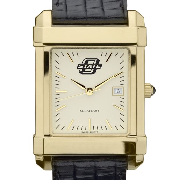 Oklahoma State University Men's Gold Quad with Leather Strap - Image 1