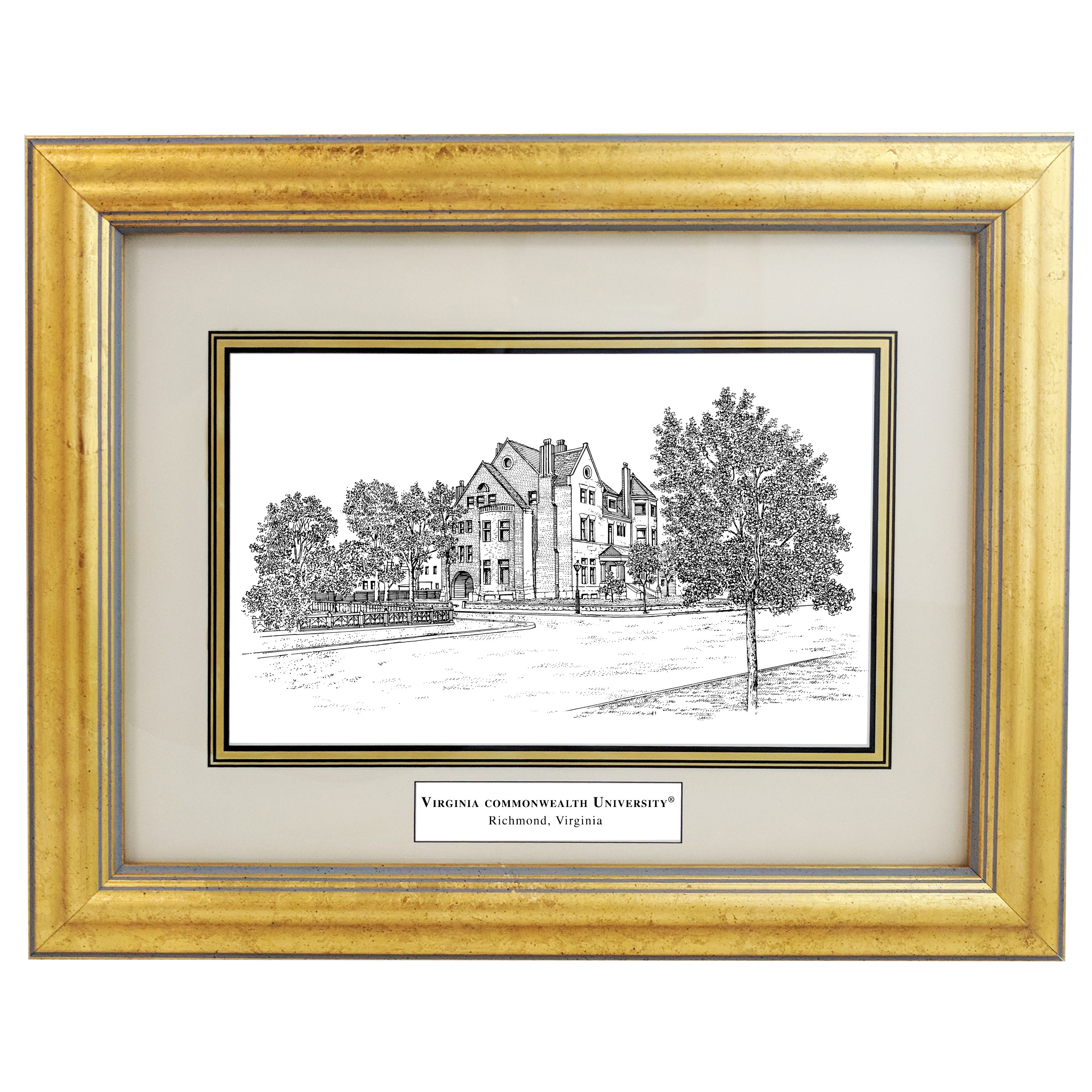 VCU Black Ink Gold Frame