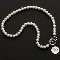 Chi Omega Pearl Necklace with Sterling Silver Charm