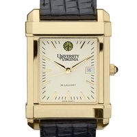 UVA Men's Gold Quad Watch with Leather Strap