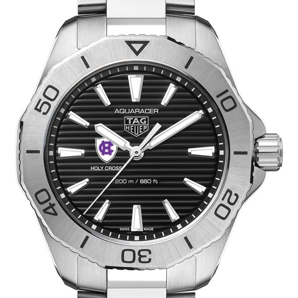 Holy Cross Men's TAG Heuer Steel Aquaracer with Black Dial - Image 1