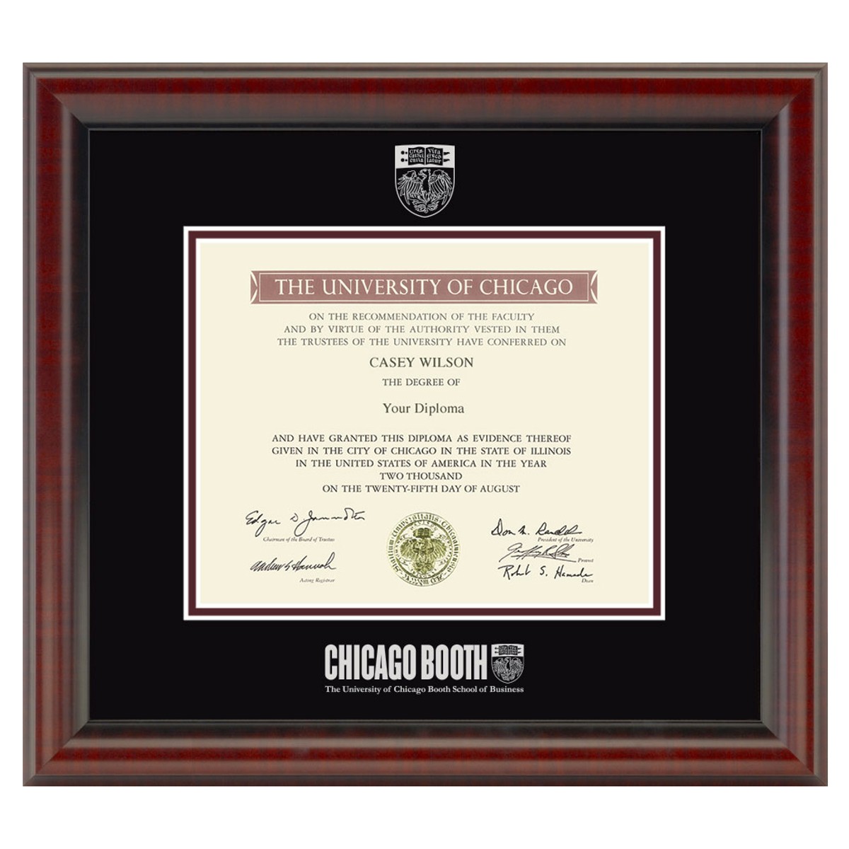 Official Chicago Booth Diploma Frame, the Fidelitas Graduation Gift