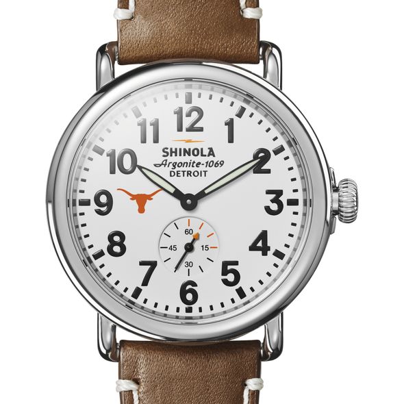 Texas Longhorns Shinola Watch, The Runwell 41mm White Dial - Image 1