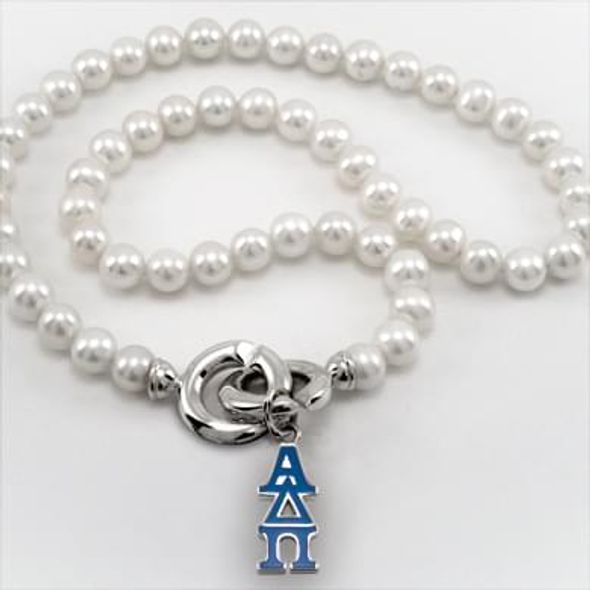 Alpha Delta Pi Pearl Necklace with Greek Letter Charm