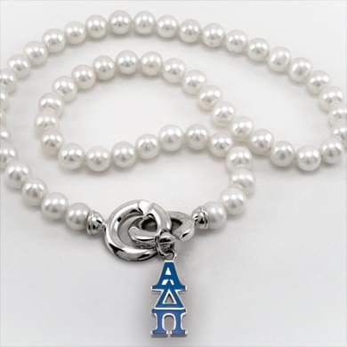Alpha Delta Pi Pearl Necklace with Greek Letter Charm
