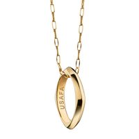 US Air Force Academy Monica Rich Kosann Poesy Ring Necklace in Gold