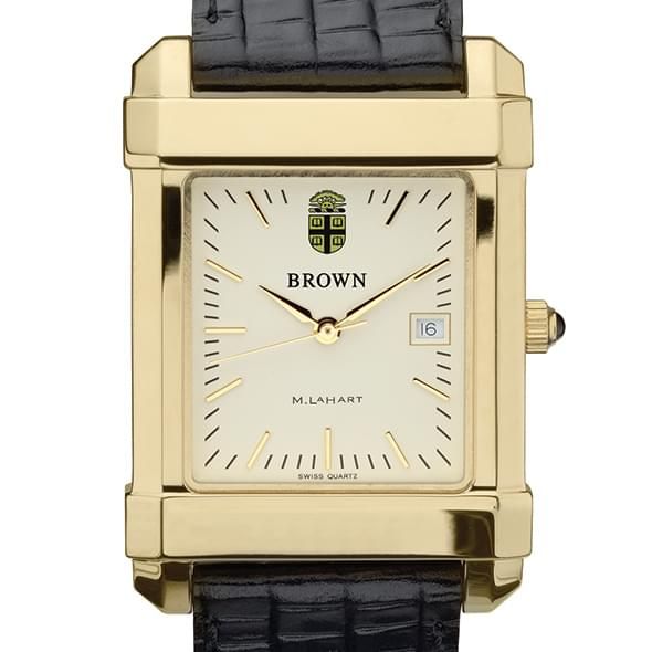 Brown Men's Gold Quad with Leather Strap - Image 1