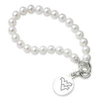 West Virginia University Pearl Bracelet with Sterling Silver Charm