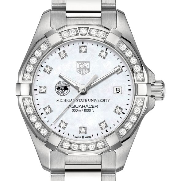 Michigan State University Women's TAG Heuer Steel Aquaracer with Diamonds