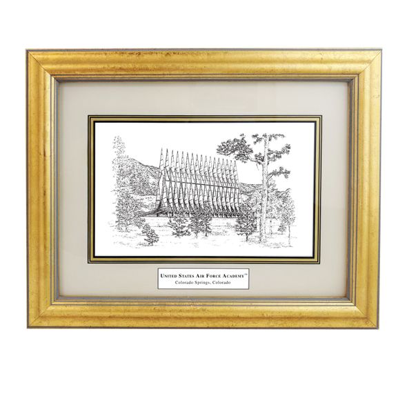 Framed Pen and Ink US Air Force Academy Print