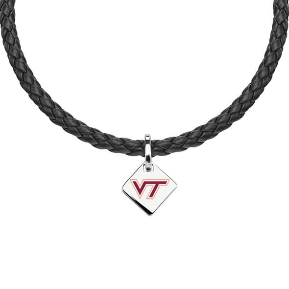 Virginia Tech Leather Necklace with Sterling Silver Tag