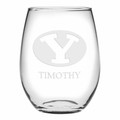 BYU Stemless Wine Glasses Made in the USA - Set of 2 - Image 1