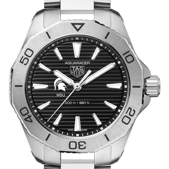 Michigan State Men's TAG Heuer Steel Aquaracer with Black Dial - Image 1