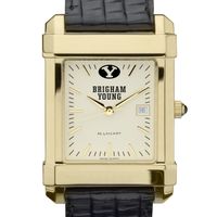 BYU Men's Gold Quad with Leather Strap
