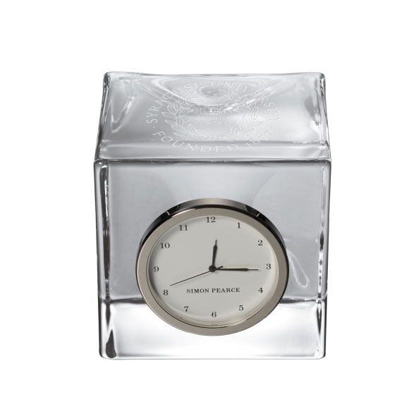 Syracuse University Glass Desk Clock by Simon Pearce