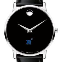 USNA Men's Movado Museum with Leather Strap