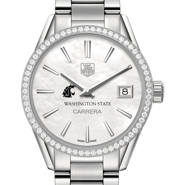 Washington State University Women's TAG Heuer Steel Carrera with MOP Dial & Diamond Bezel