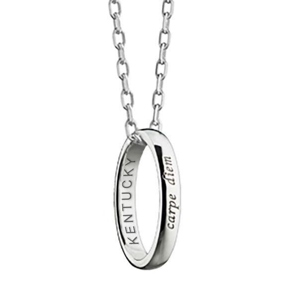 University of Kentucky Monica Rich Kosann "Carpe Diem" Poesy Ring Necklace in Silver - Image 1
