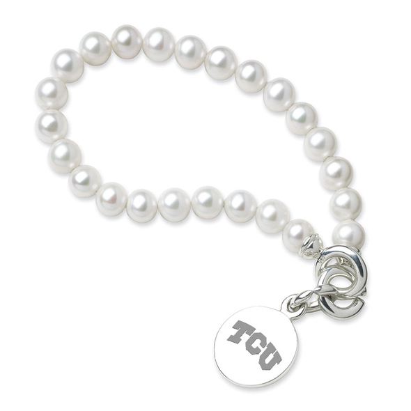 TCU Pearl Bracelet with Sterling Charm