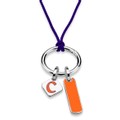 Clemson Silk Necklace with Enamel Charm & Sterling Silver Tag - Image 2