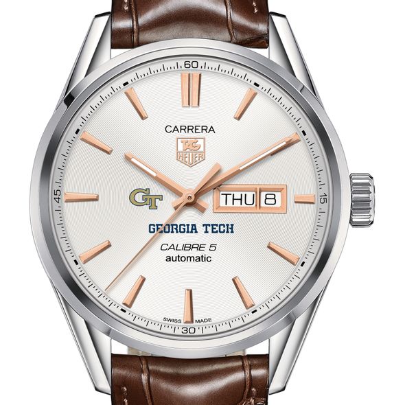 Georgia Tech Men's TAG Heuer Day/Date Carrera with Silver Dial & Strap