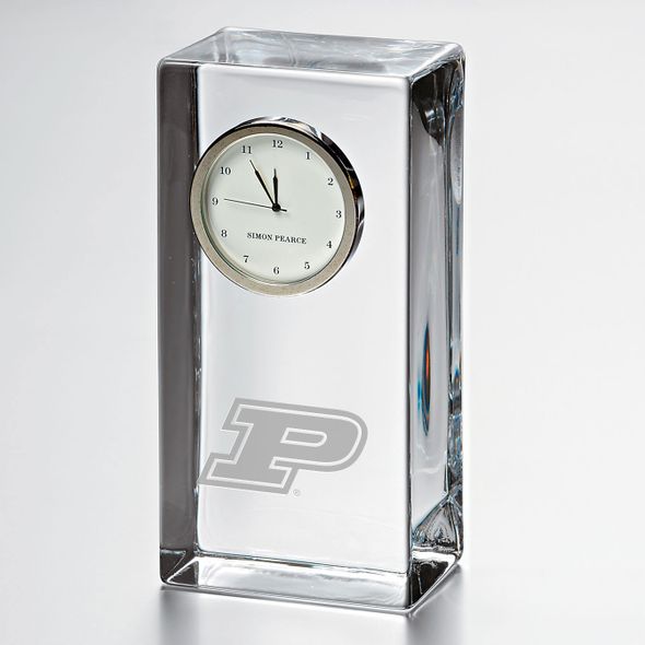 Purdue University Tall Glass Desk Clock by Simon Pearce