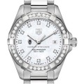 click to view University of Wisconsin W's TAG Heuer Steel Aquaracer with MOP Dia Dial & Bezel - Image 1