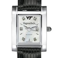 Virginia Tech Women's Mother of Pearl Quad Watch with Diamonds & Leather Strap
