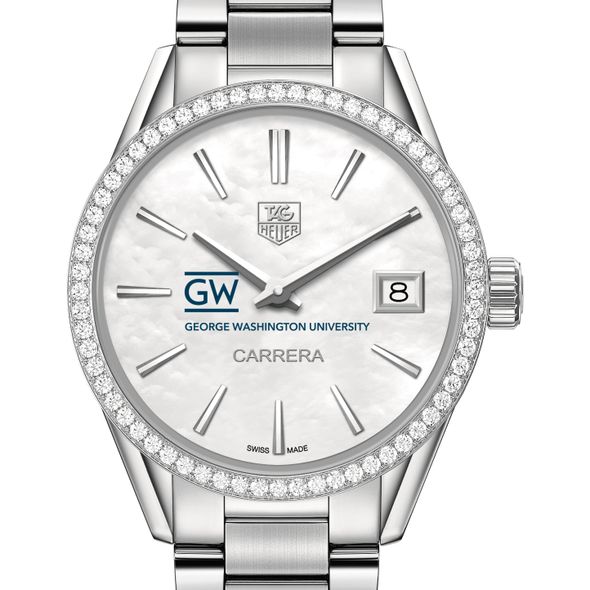 George Washington University Women's TAG Heuer Steel Carrera with MOP Dial & Diamond Bezel