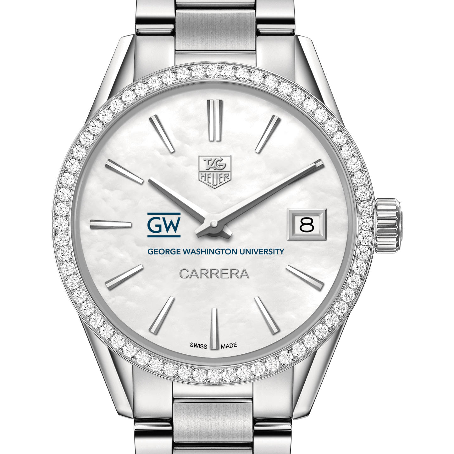 George Washington W's TAG Heuer Steel Carrera w MOP Dial & Diamond Bezel