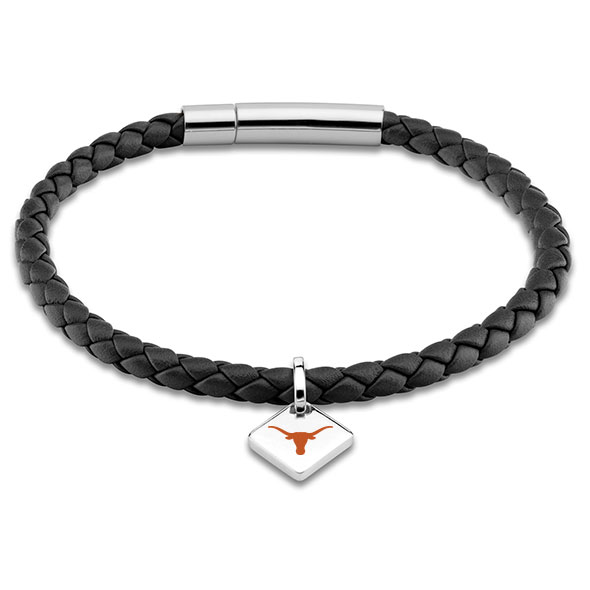 University of Texas Leather Bracelet with Sterling Silver Tag - Black