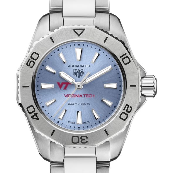 Virginia Tech Women's TAG Heuer Steel Aquaracer with Blue Sunray Dial - Image 1
