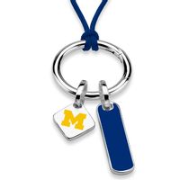 University of Michigan Silk Necklace with Enamel Charm & Sterling Silver Tag
