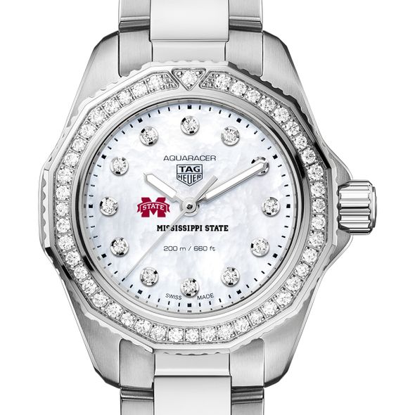 MS State Women's TAG Heuer Steel Aquaracer with Diamond Dial & Bezel - Image 1