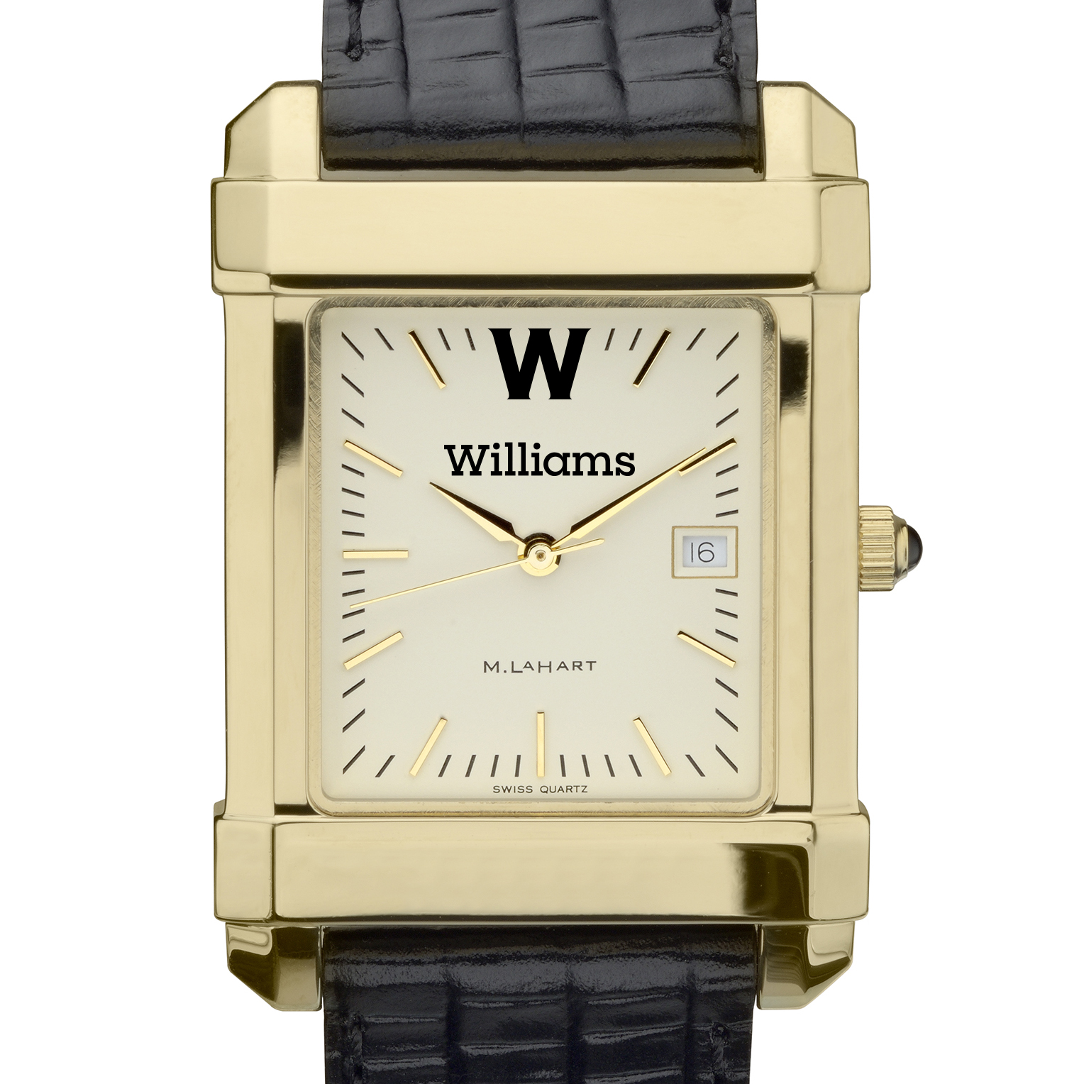 Williams College Men's Gold Quad with Leather Strap