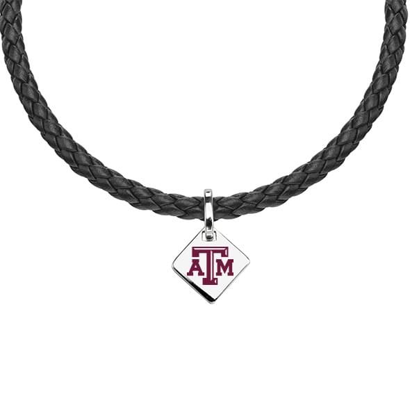 Texas A&M Leather Necklace with Sterling Silver Tag - Image 1
