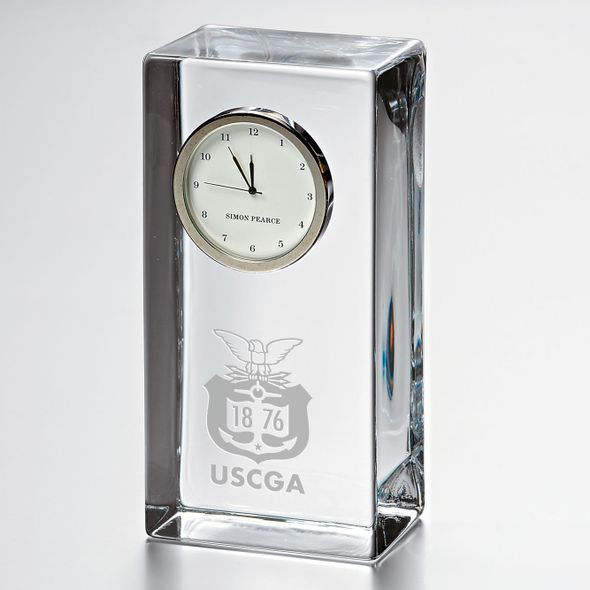 USCGA Tall Glass Desk Clock by Simon Pearce - Image 1