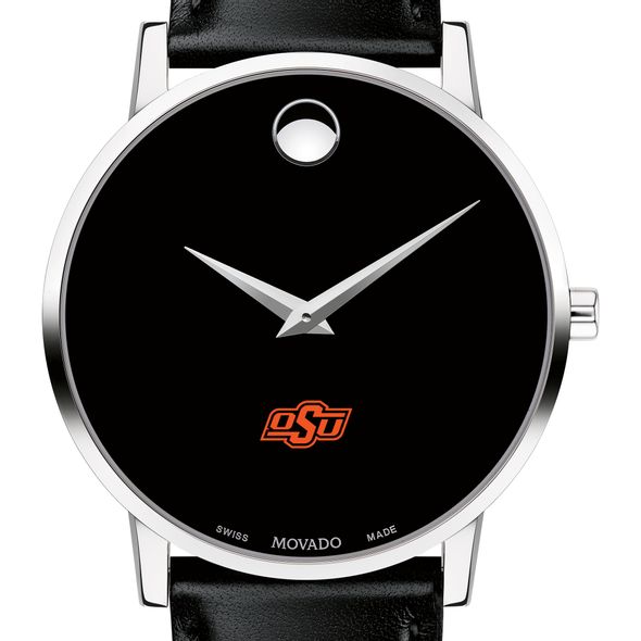 Oklahoma State University Men's Movado Museum with Leather Strap - Image 1