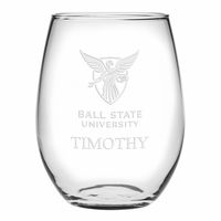Ball State Stemless Wine Glasses Made in the USA - Set of 2