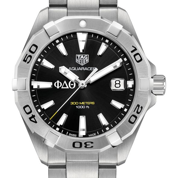 Phi Delta Theta Men's TAG Heuer Steel Aquaracer with Black Dial - Image 1