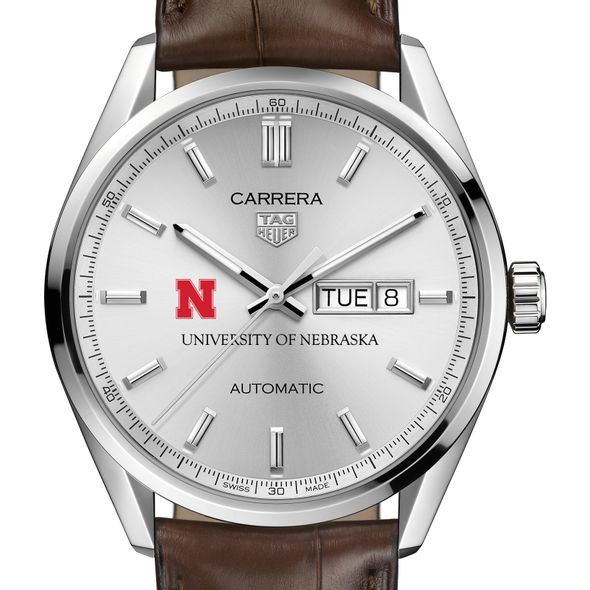 Nebraska Men's TAG Heuer Automatic Day/Date Carrera with Silver Dial - Image 1