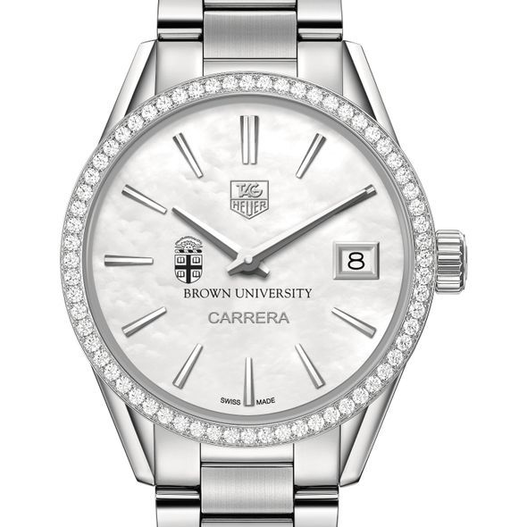 Brown University Women's TAG Heuer Steel Carrera with MOP Dial & Diamond Bezel