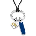 Georgia Tech Silk Necklace with Enamel Charm & Sterling Silver Tag - Image 1
